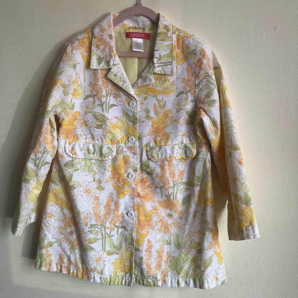 Gymboree Yellow Floral Cotton light Coat size 7